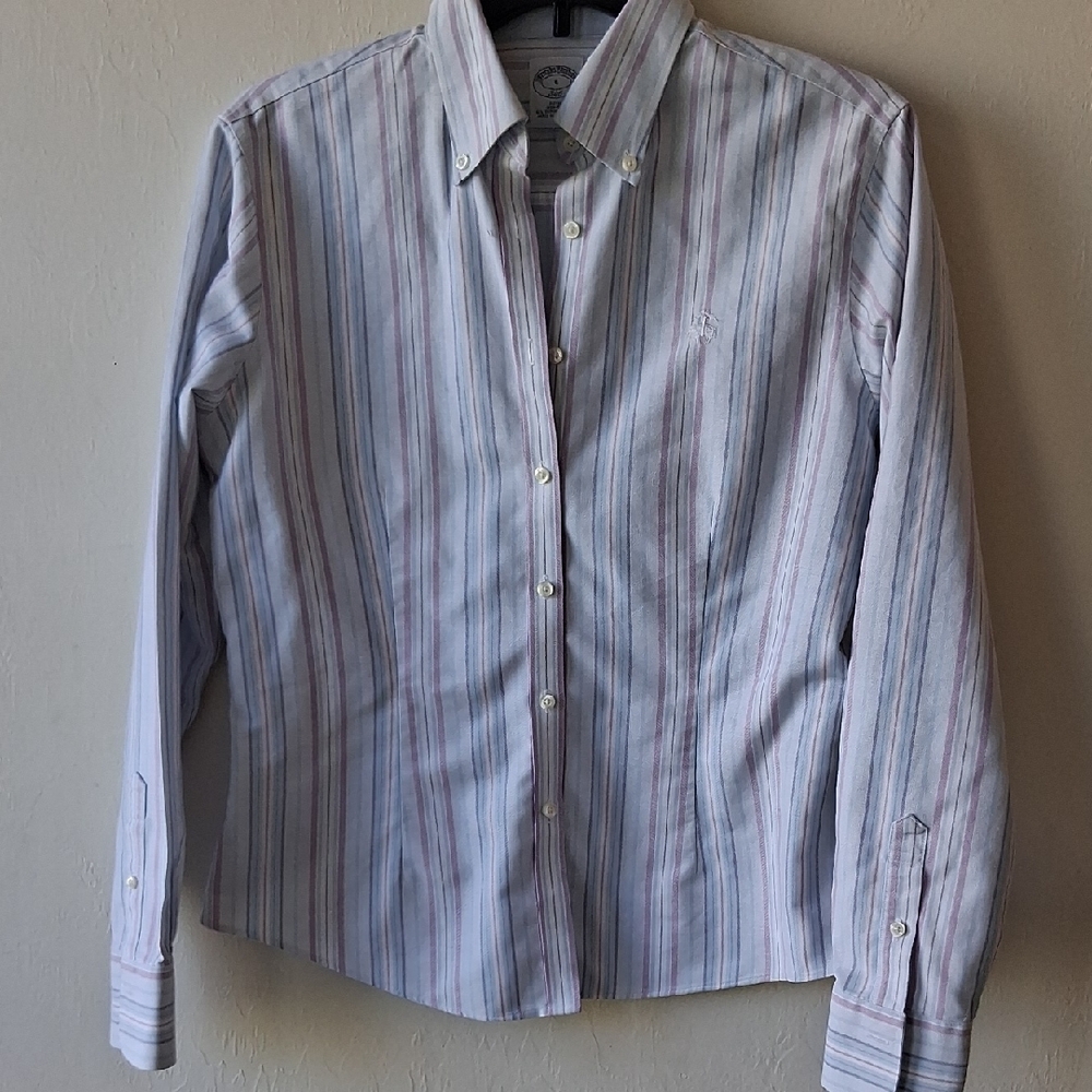 Women's Brooks Brothers Size 6 Long Sleeve Shirt Pastel Striped Button-Down